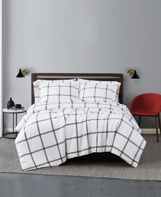 Printed Windowpane 3 Piece Duvet Cover Set, Full/Queen