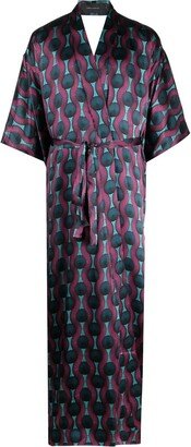 OZWALD BOATENG- Printed Silk Kimono Dress