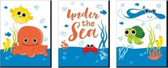 Big Dot of Happiness Under the Sea Critters - Nursery Wall Art and Kids Room Decorations - Christmas Gift Ideas - 7.5 x 10 inches - Set of 3 Prints