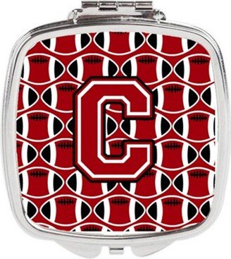 CJ1073-CSCM Letter C Football Red, Black & White Compact Mirror