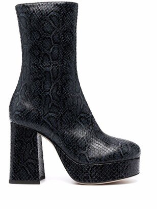 Snakeskin Effect Platform Boots