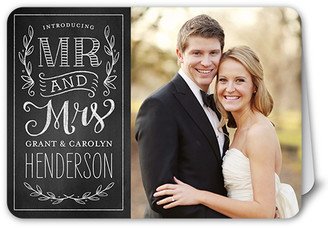 Wedding Announcements: Fun Chalkboard Type Wedding Announcement, Black, Pearl Shimmer Cardstock, Rounded