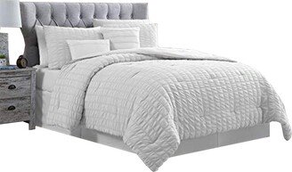 Valletta 5 Piece Stitched Square Pattern King Comforter Set The Urban Port, White