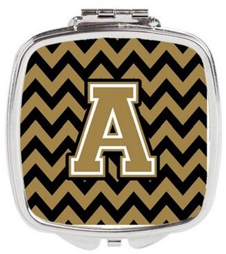 CJ1050-ASCM Letter A Chevron Black & Gold Compact Mirror, 3 x 0.3 x 2.75 in.