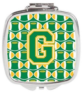 CJ1069-GSCM Letter G Football Green & Gold Compact Mirror