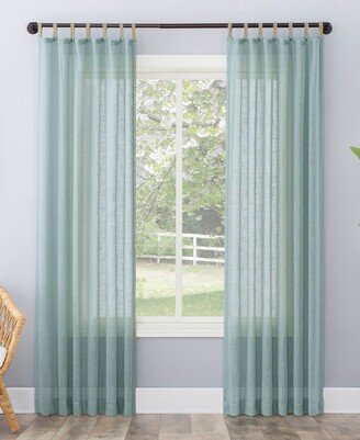 No. 918 Ceri Texture Jute Tabs Semi-Sheer Tab Top Curtain Panel, 50