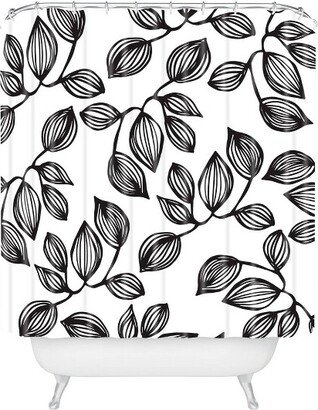 Julia Da Rocha Leaves Shower Curtain Black/White