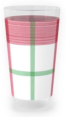 Outdoor Pint Glasses: Double Plaid Outdoor Pint Glass, Red
