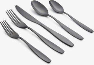 January Black Satin 20-Piece Flatware Set, Service for 4