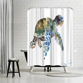 71 x 74 Shower Curtain, Tortoise Blue by Suren Nersisyan