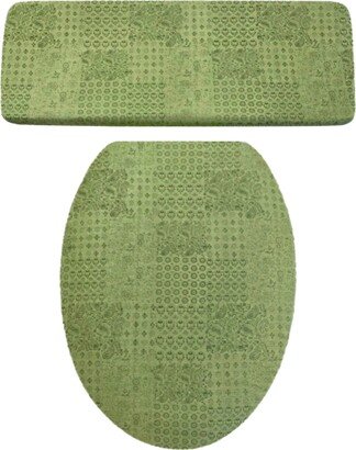 Sage Moss Green Paisley Toilet Seat Lid & Tank Cover Set - Audrey Belisle