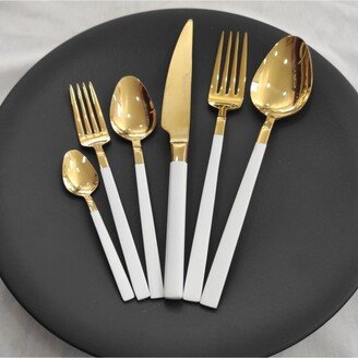 Personalized Titaium Gold Cutlery Set, 84 Gold Pieces Tableware Plated Flatware Set