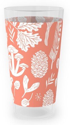 Outdoor Pint Glasses: Nature Walk Block Print - Pink Outdoor Pint Glass, Pink