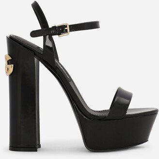 Polished calfskin platform sandals