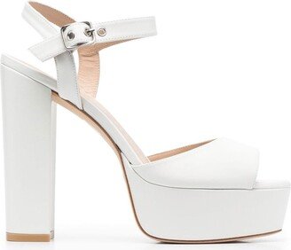 140mm Leather Platform Sandals