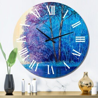 Designart 'Colorful Happy Trees During Sunsrise VII' Farmhouse wall clock