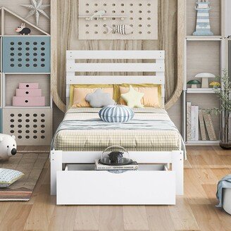 Elegant Design Twin Size Platform Bed with Drawer