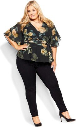 | Women's Plus Size Top Hydrangea - Golden Hydrangea - 22W