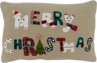 14x22 Oversize 'Merry Christmas' Whimsical Lumbar Throw Pillow Cover - Saro Lifestyle