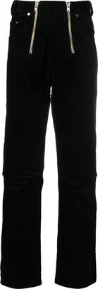 Double-Zip Corduroy Straight-Leg Trousers