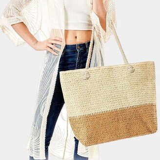 Embellish Your Life 2 Tone Straw Beach Tote