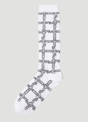Logo Grid Long Socks - Socks White S - M