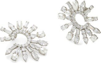 Imitation Pearl & Crystal Statement Hoop Earrings