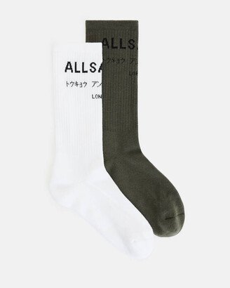 Underground Logo Socks 2 Pack - Khaki/white