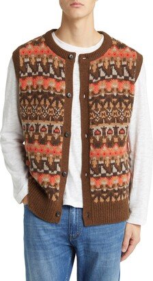 Fair Isle Button Front Wool Sweater Vest