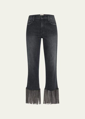 Amazing Embellished Fringe Grey Denim Boyfriend Jeans