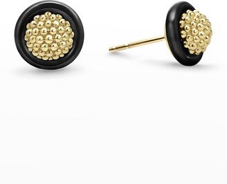 18K Gold and Black Caviar 9mm Stud Earrings