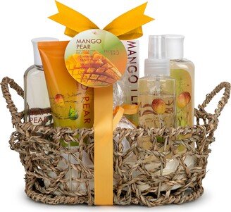 Freida and Joe Woven Basket Mango-Pear Fragrance Bath & Body Set