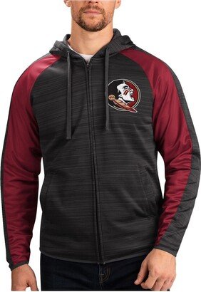 Men's G-iii Sports by Carl Banks Black Florida State Seminoles Neutral Zone Raglan Full-Zip Track Jacket Hoodie