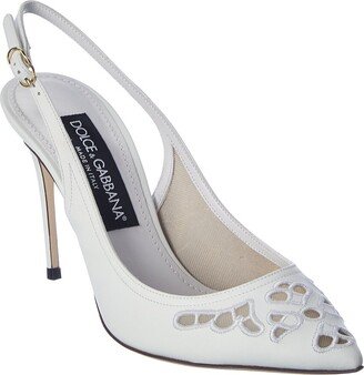 Embroidered Leather Slingback Pump