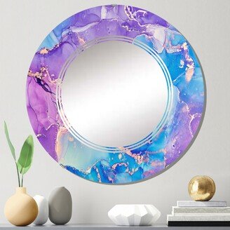 Designart 'Purple And Blue Liquid Art III' Printed Modern Wall Mirror