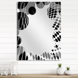 Designart 'Waves and Circles Black n' White' Abstract Printed Wall Mirror