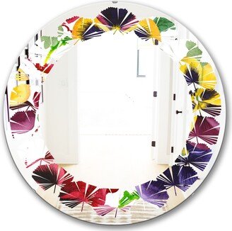 Designart 'Floral Botanical Retro VIII' Printed Modern Round or Oval Wall Mirror - Leaves