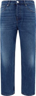 Paris Logo Patch Straight-Leg Jeans-AA