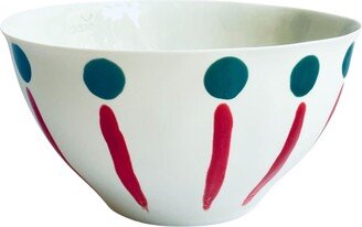 Kaase Atelier Dots & Stripes Handmade Fine Porcelain Christmas Soup Granola Ramen Bowl I