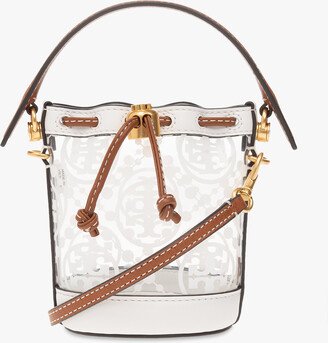 ‘T Monogram Micro’ Bucket Bag - White