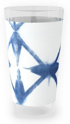 Outdoor Pint Glasses: Shibori Diamond - Blue On White Outdoor Pint Glass, Blue