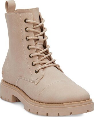 Alaya Womens Faux Leather Ankle Combat & Lace-up Boots