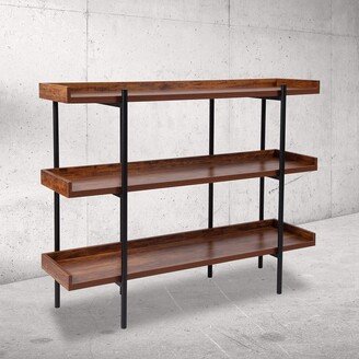 EPOWP 3 Shelf 35 H Storage Display Unit Bookcase in Rustic Wood Grain Finish