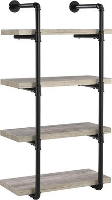 24-Inch Wall Shelf, Black And Grey Driftwood