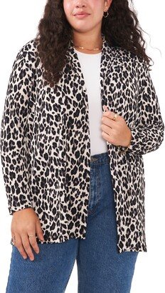 Leopard Open Front Knit Cardigan