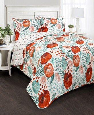 Poppy Garden 3-Pc Set King Quilt Set