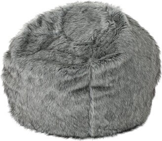 Laraine Furry Glam Dark Light Grey Streak Faux Fur 3 Ft. Bean Bag