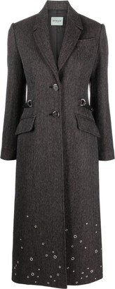 Durazzi Milano Chevron Eyelet-Embellished Midi Coat