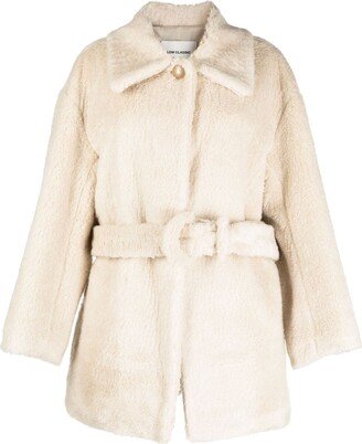 Belted Faux-Shearling Coat-AA