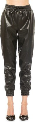 Axel Faux Leather Drawstring Joggers